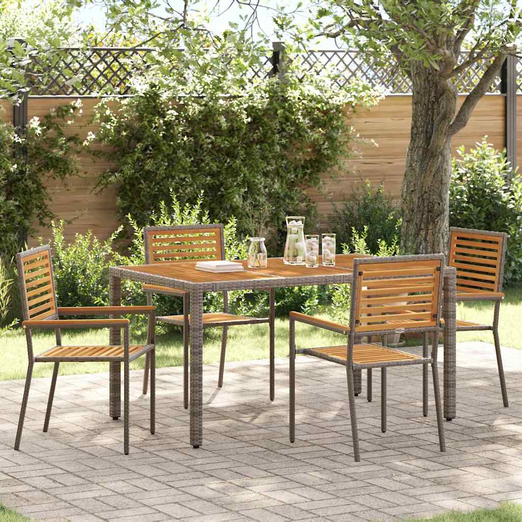 vidaXL Garden Dining Set 5 pcs Grey and Brown Poly Rattan 1
