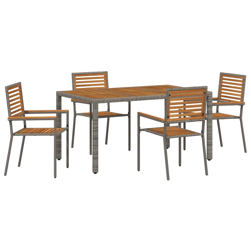 vidaXL Garden Dining Set 5 pcs Grey and Brown Poly Rattan 2