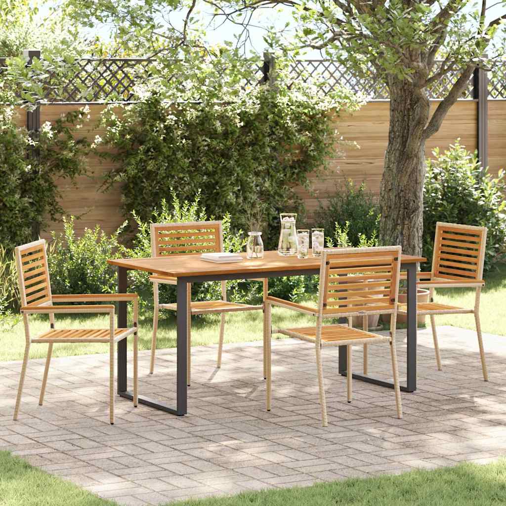 vidaXL Garden Dining Set 5 pcs Beige Solid Acacia Wood 1