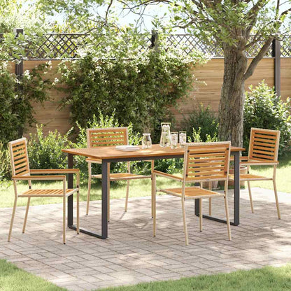 vidaXL Garden Dining Set 5 pcs Beige Solid Acacia Wood 1