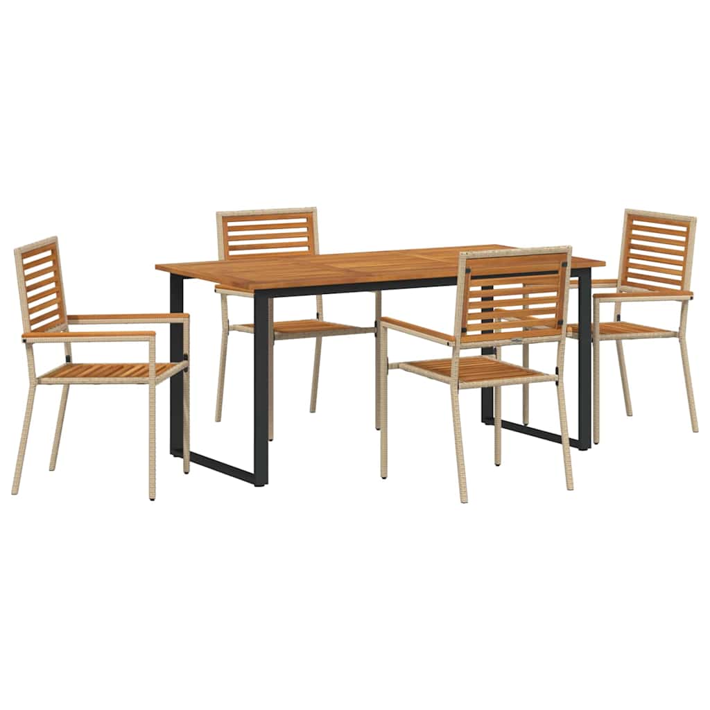 vidaXL Garden Dining Set 5 pcs Beige Solid Acacia Wood 2