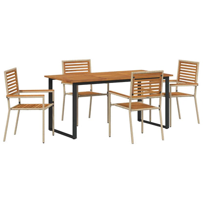 vidaXL Garden Dining Set 5 pcs Beige Solid Acacia Wood 2