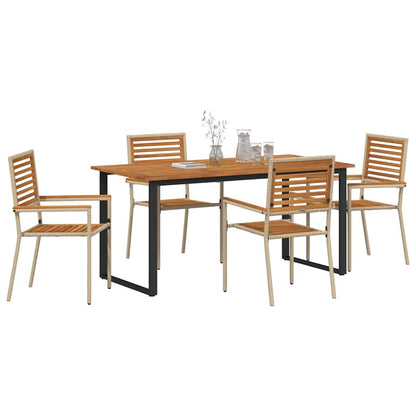 vidaXL Garden Dining Set 5 pcs Beige Solid Acacia Wood 3