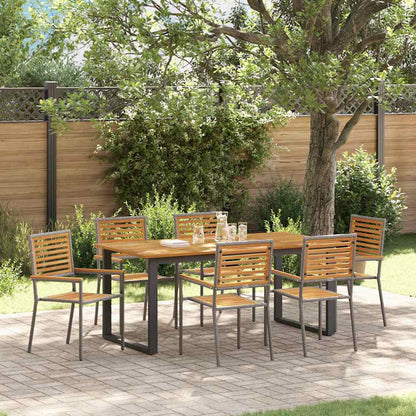 Garden Dining Set 7 pcs Solid Acacia Wood Grey 180 cm table length 6-Seater