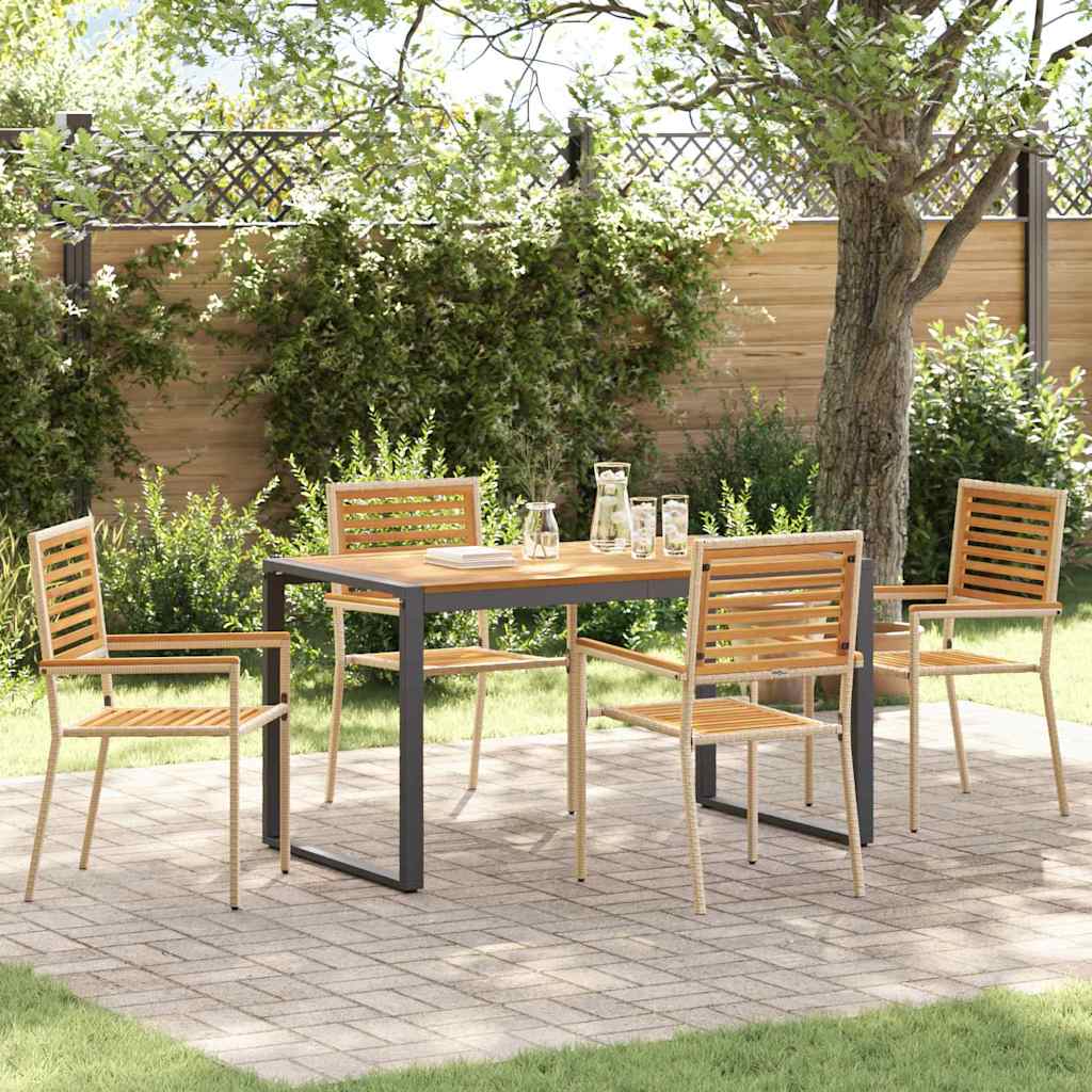 vidaXL Garden Dining Set 5 pcs Beige and Brown Poly Rattan 1