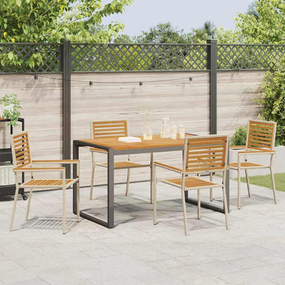 vidaXL Garden Dining Set 5 pcs Beige and Brown Poly Rattan 4