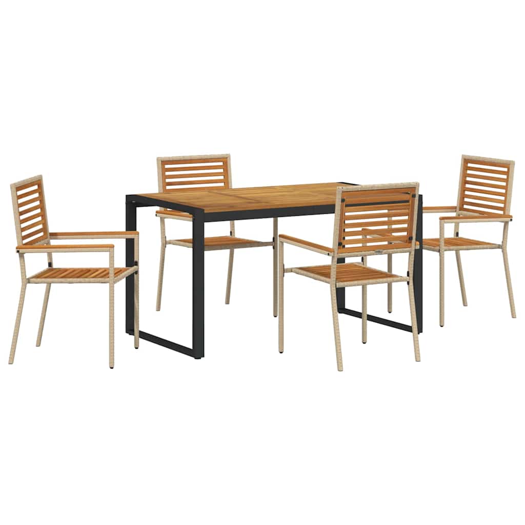 vidaXL Garden Dining Set 5 pcs Beige and Brown Poly Rattan 2