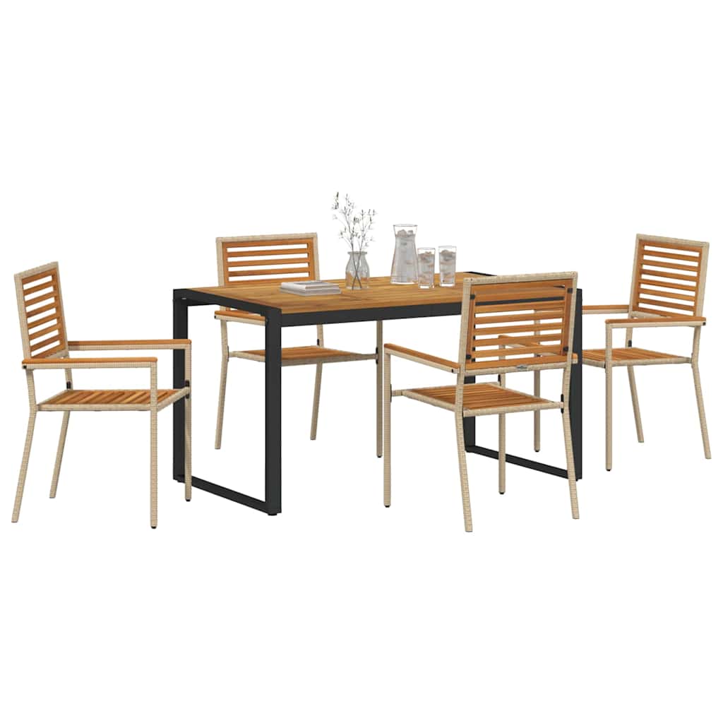 vidaXL Garden Dining Set 5 pcs Beige and Brown Poly Rattan 3