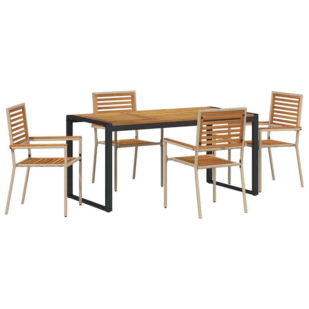 vidaXL Garden Dining Set 5 pcs Beige and Brown Poly Rattan 2