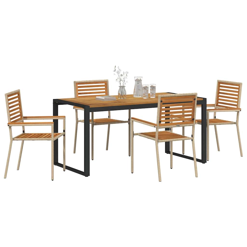 vidaXL Garden Dining Set 5 pcs Beige and Brown Poly Rattan 3