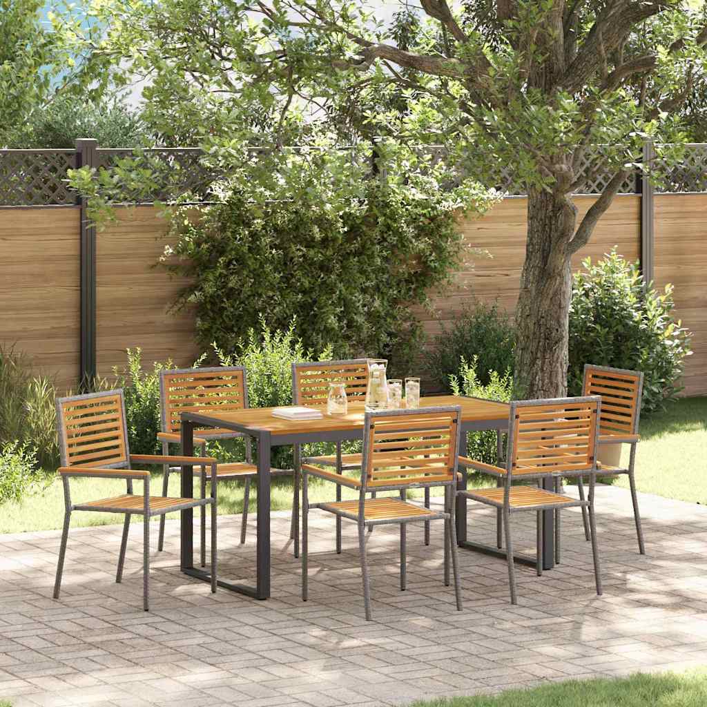 vidaXL Garden Dining Set 7 pcs and Brown Poly Rattan
