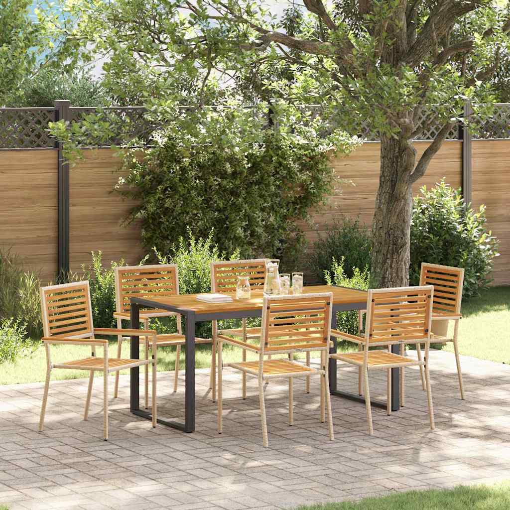 vidaXL Garden Dining Set 7 pcs and Brown Poly Rattan