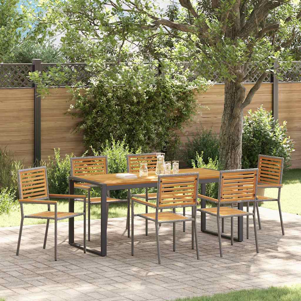 vidaXL Garden Dining Set 7 pcs and Brown Poly Rattan