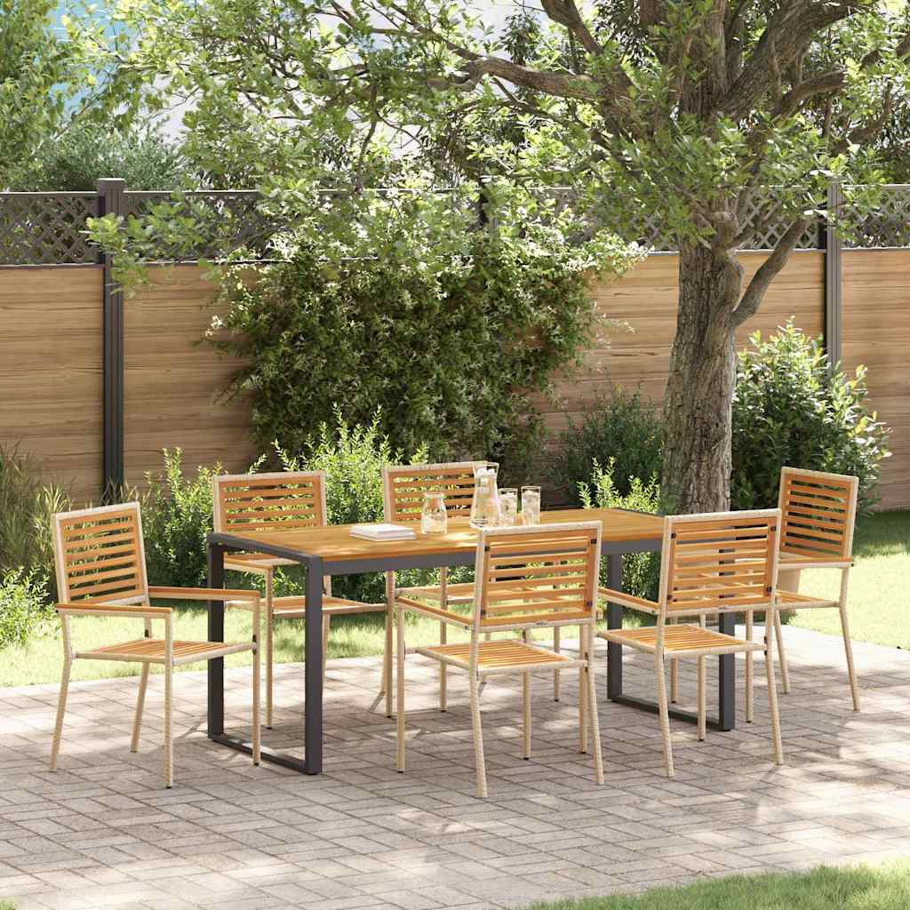 vidaXL Garden Dining Set 7 pcs and Brown Poly Rattan
