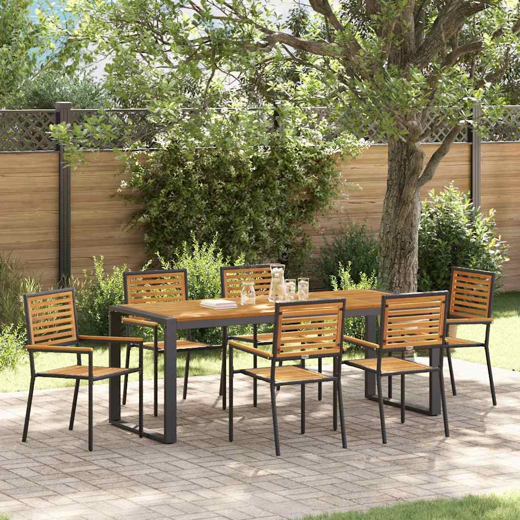 vidaXL Garden Dining Set 7 pcs and Brown Poly Rattan
