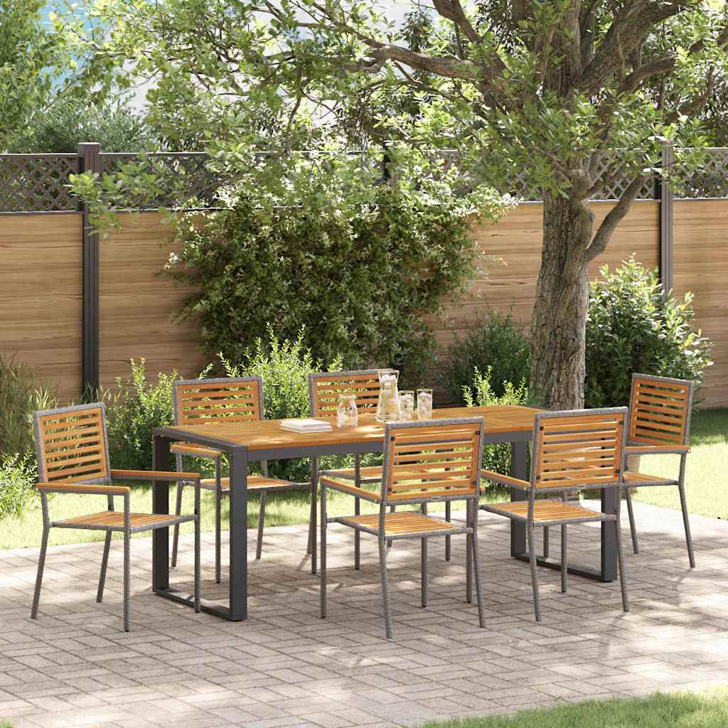 vidaXL Garden Dining Set 7 pcs and Brown Poly Rattan
