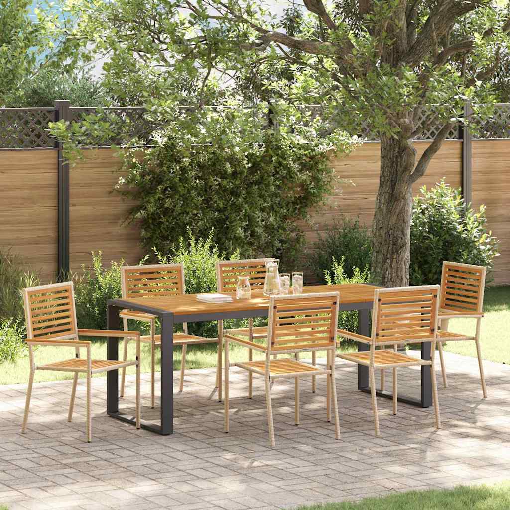 vidaXL Garden Dining Set 7 pcs and Brown Poly Rattan