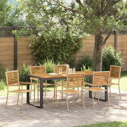 vidaXL Garden Dining Set 7 pcs and Brown Poly Rattan