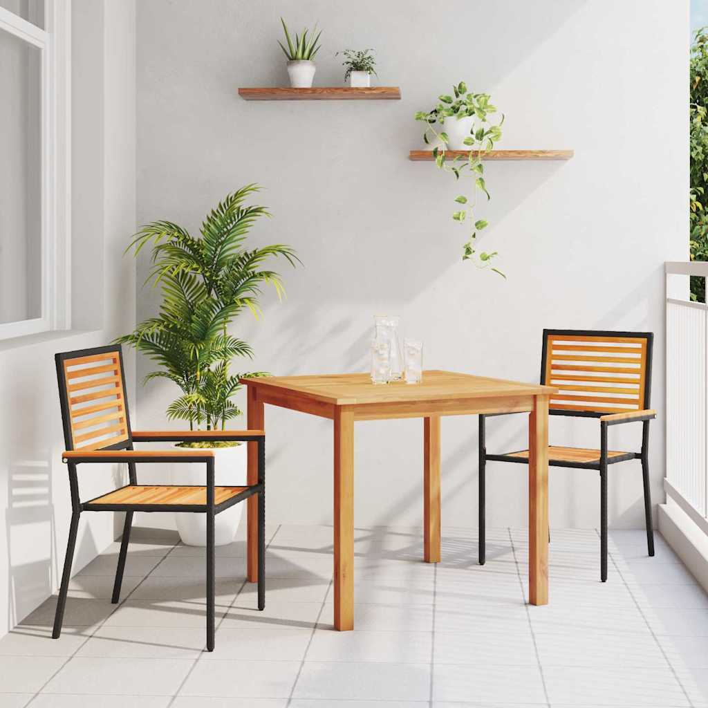 vidaXL Garden Dining Set 3 pcs Black Solid Acacia Wood 1