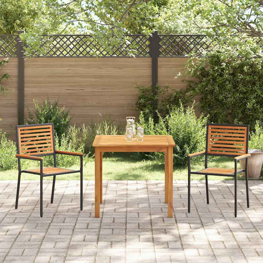 vidaXL Garden Dining Set 3 pcs Black Solid Acacia Wood 4