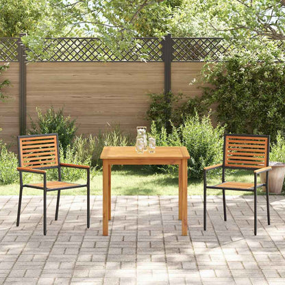 vidaXL Garden Dining Set 3 pcs Black Solid Acacia Wood 4