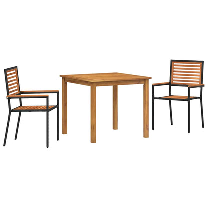 vidaXL Garden Dining Set 3 pcs Black Solid Acacia Wood 2