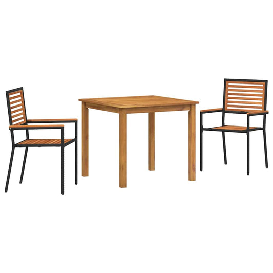 vidaXL Garden Dining Set 3 pcs Black Solid Acacia Wood 2