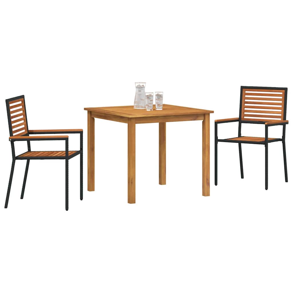 vidaXL Garden Dining Set 3 pcs Black Solid Acacia Wood 3