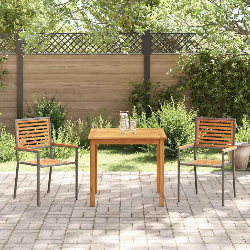 vidaXL Garden Dining Set 3 pcs Grey Solid Acacia Wood 4