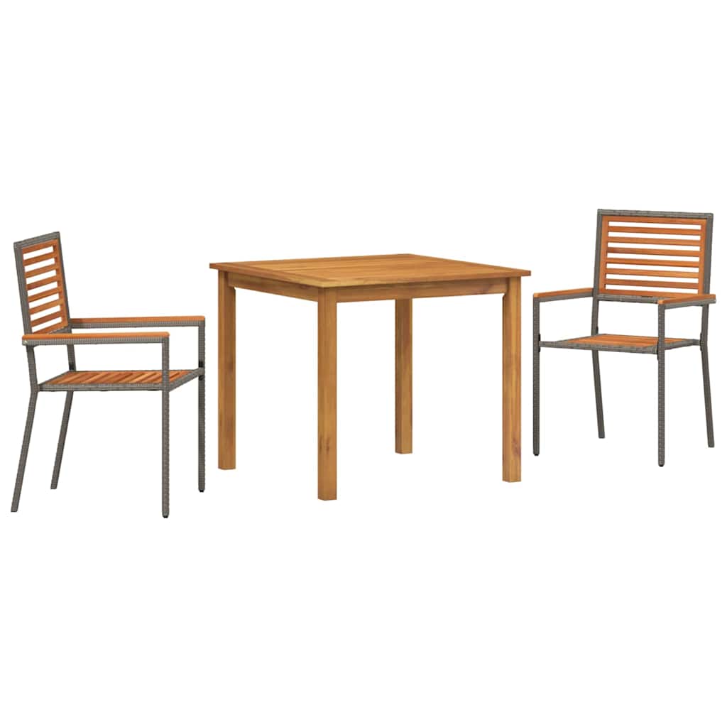 vidaXL Garden Dining Set 3 pcs Grey Solid Acacia Wood 2