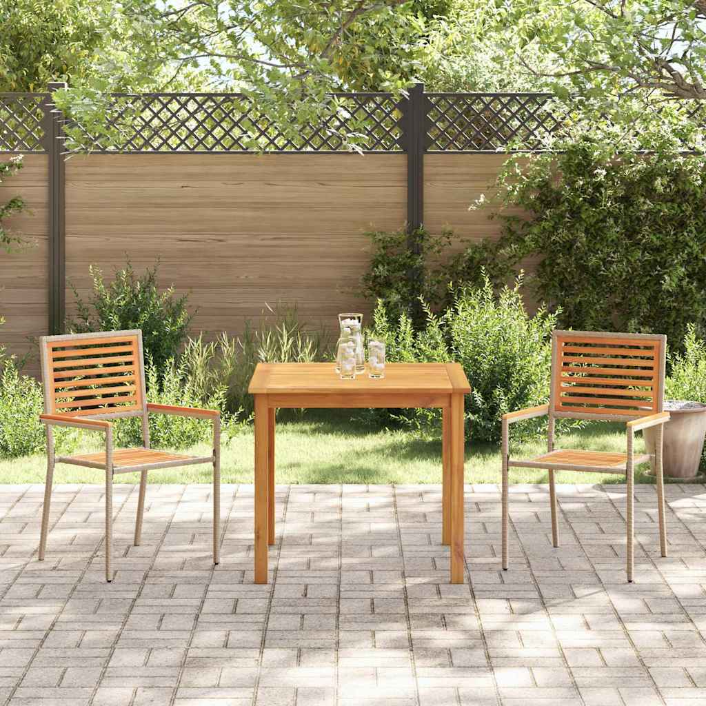vidaXL Garden Dining Set 3 pcs Beige Solid Acacia Wood 4