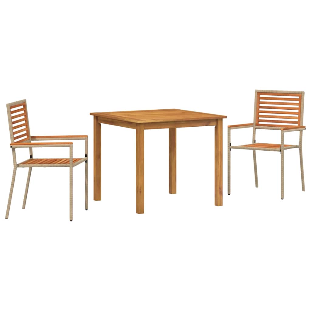 Garden Dining Set 5 pcs Solid Acacia Wood Beige 85 cm table length 2-Seater