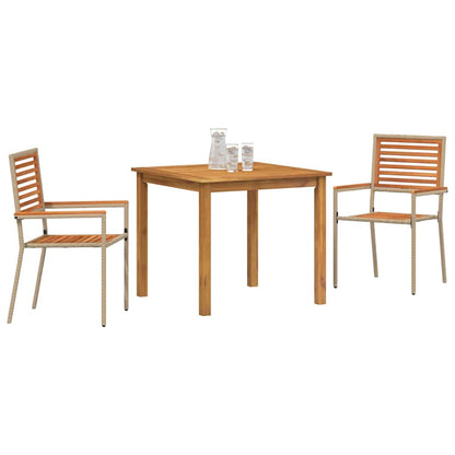 vidaXL Garden Dining Set 3 pcs Beige Solid Acacia Wood 3