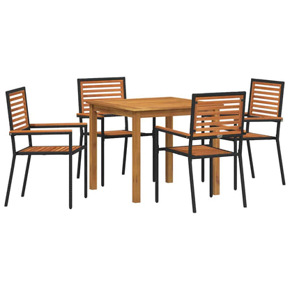 vidaXL Garden Dining Set 5 pcs Black Solid Acacia Wood 2