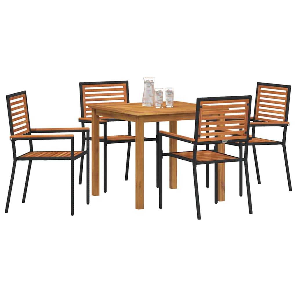 vidaXL Garden Dining Set 5 pcs Black Solid Acacia Wood 3