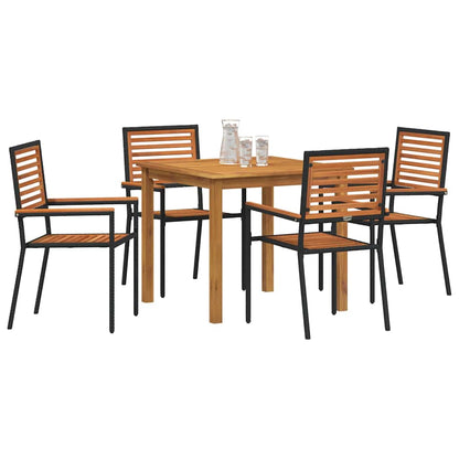 vidaXL Garden Dining Set 5 pcs Black Solid Acacia Wood 3