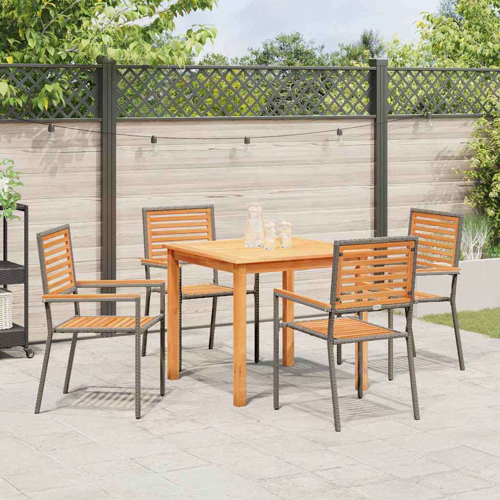 vidaXL Garden Dining Set 5 pcs Grey Solid Acacia Wood 4