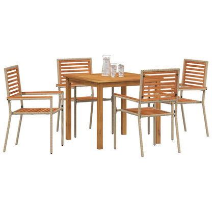 vidaXL Garden Dining Set 5 pcs Beige Solid Acacia Wood 3