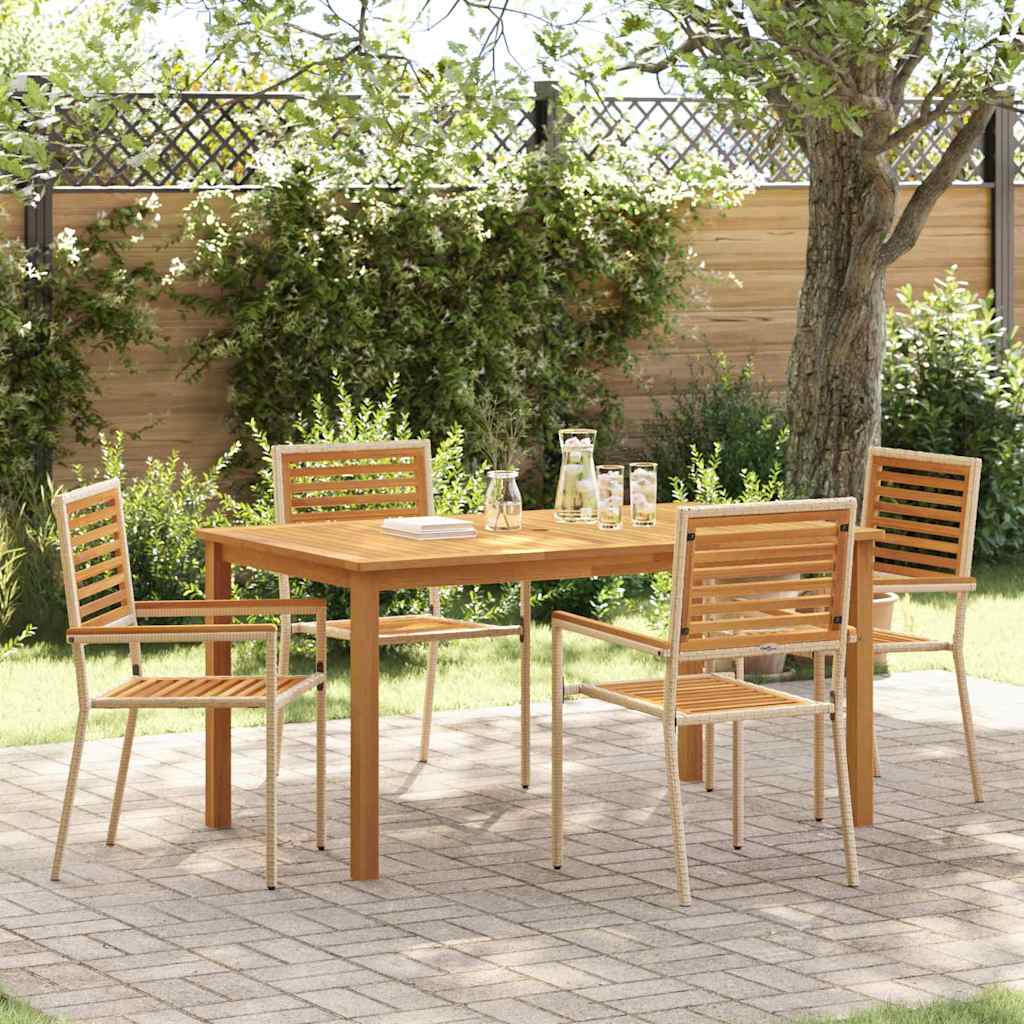 vidaXL Garden Dining Set 5 pcs Beige Solid Acacia Wood 1