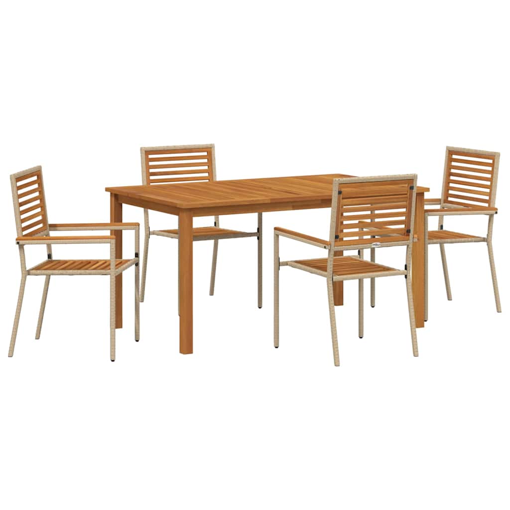 vidaXL Garden Dining Set 5 pcs Beige Solid Acacia Wood 2