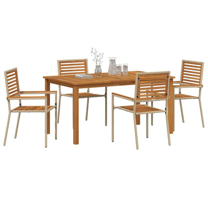 vidaXL Garden Dining Set 5 pcs Beige Solid Acacia Wood 3