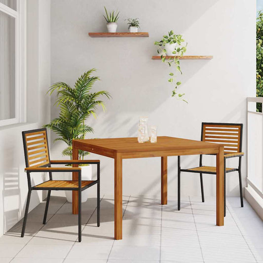 vidaXL Garden Dining Set 3 pcs Black Solid Acacia Wood 1