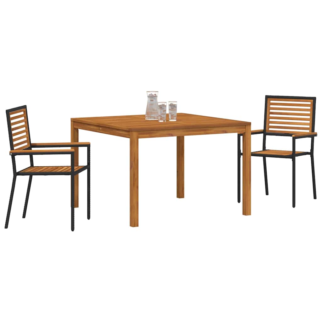 Garden Dining Set 5 pcs Solid Acacia Wood Black 110 cm table length 2-Seater