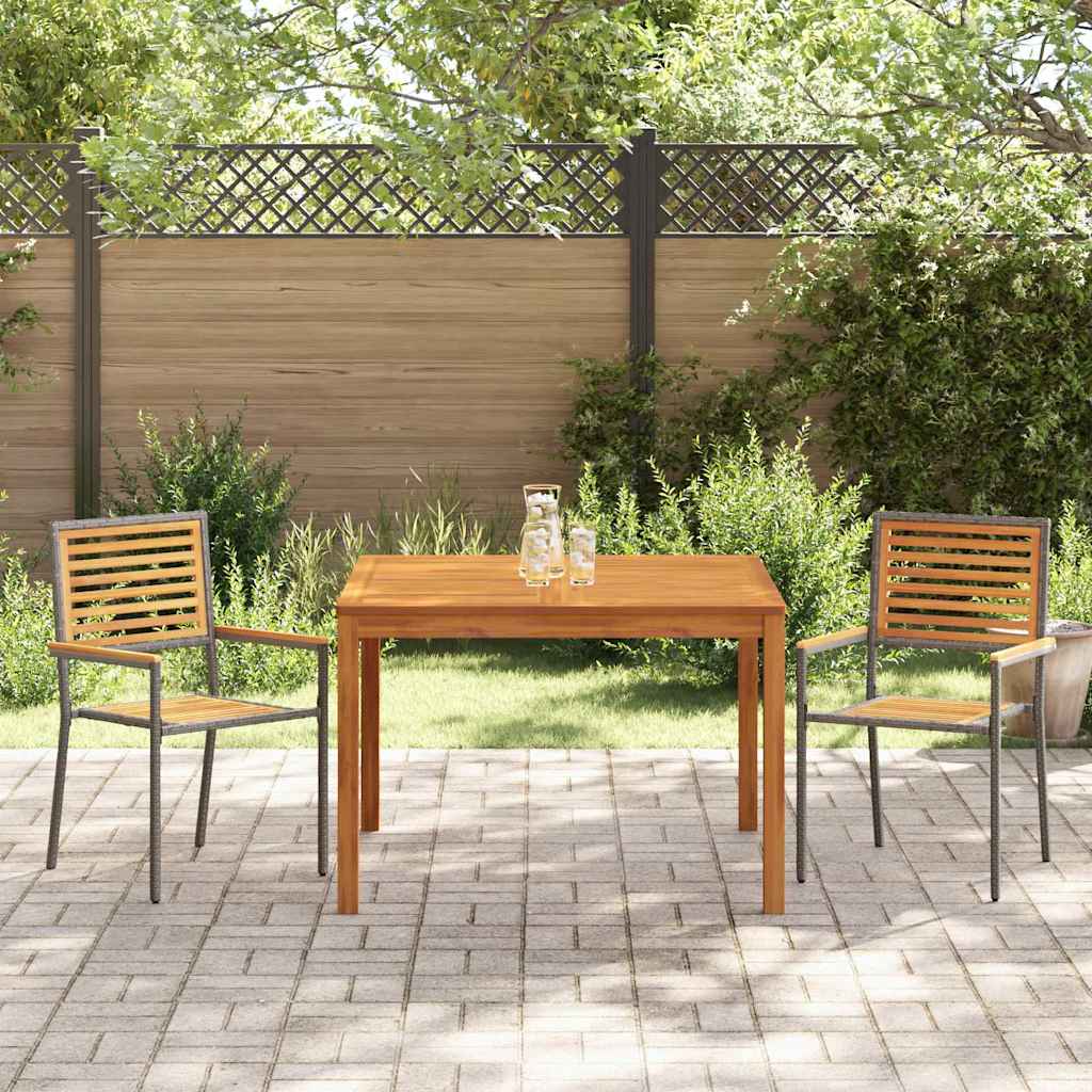 vidaXL Garden Dining Set 3 pcs Grey Solid Acacia Wood 4