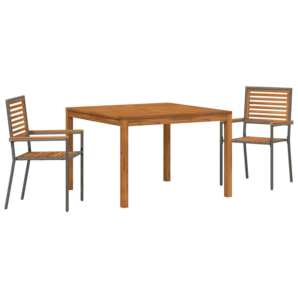 vidaXL Garden Dining Set 3 pcs Grey Solid Acacia Wood 2