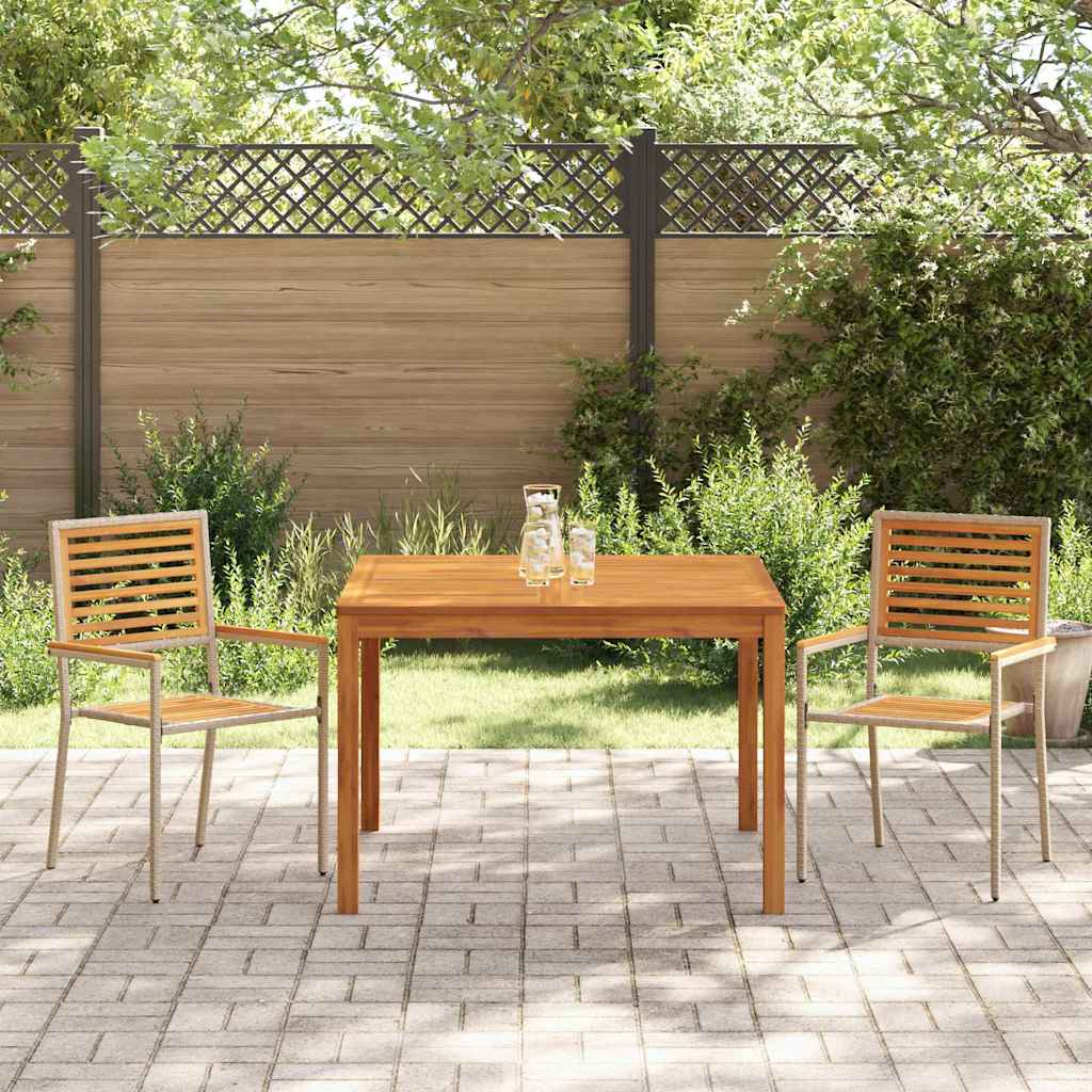 vidaXL Garden Dining Set 3 pcs Beige Solid Acacia Wood 4