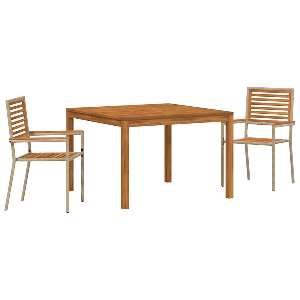 vidaXL Garden Dining Set 3 pcs Beige Solid Acacia Wood 2