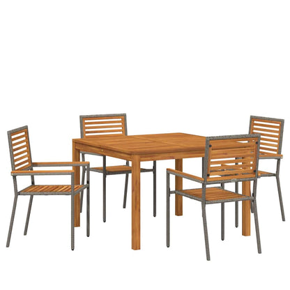 Garden Dining Set 5 pcs Solid Acacia Wood Grey 110 cm table length 4-Seater