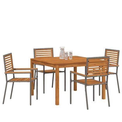 Garden Dining Set 5 pcs Solid Acacia Wood Grey 110 cm table length 4-Seater