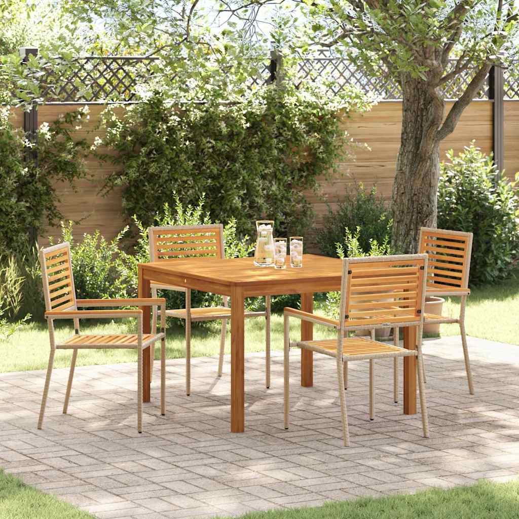 vidaXL Garden Dining Set 5 pcs Beige Solid Acacia Wood 1